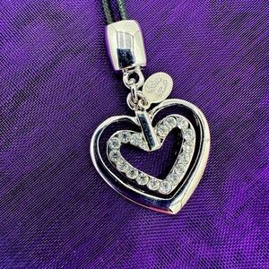 Cookie Lee Silver Double Heart Crystal Bag Charm